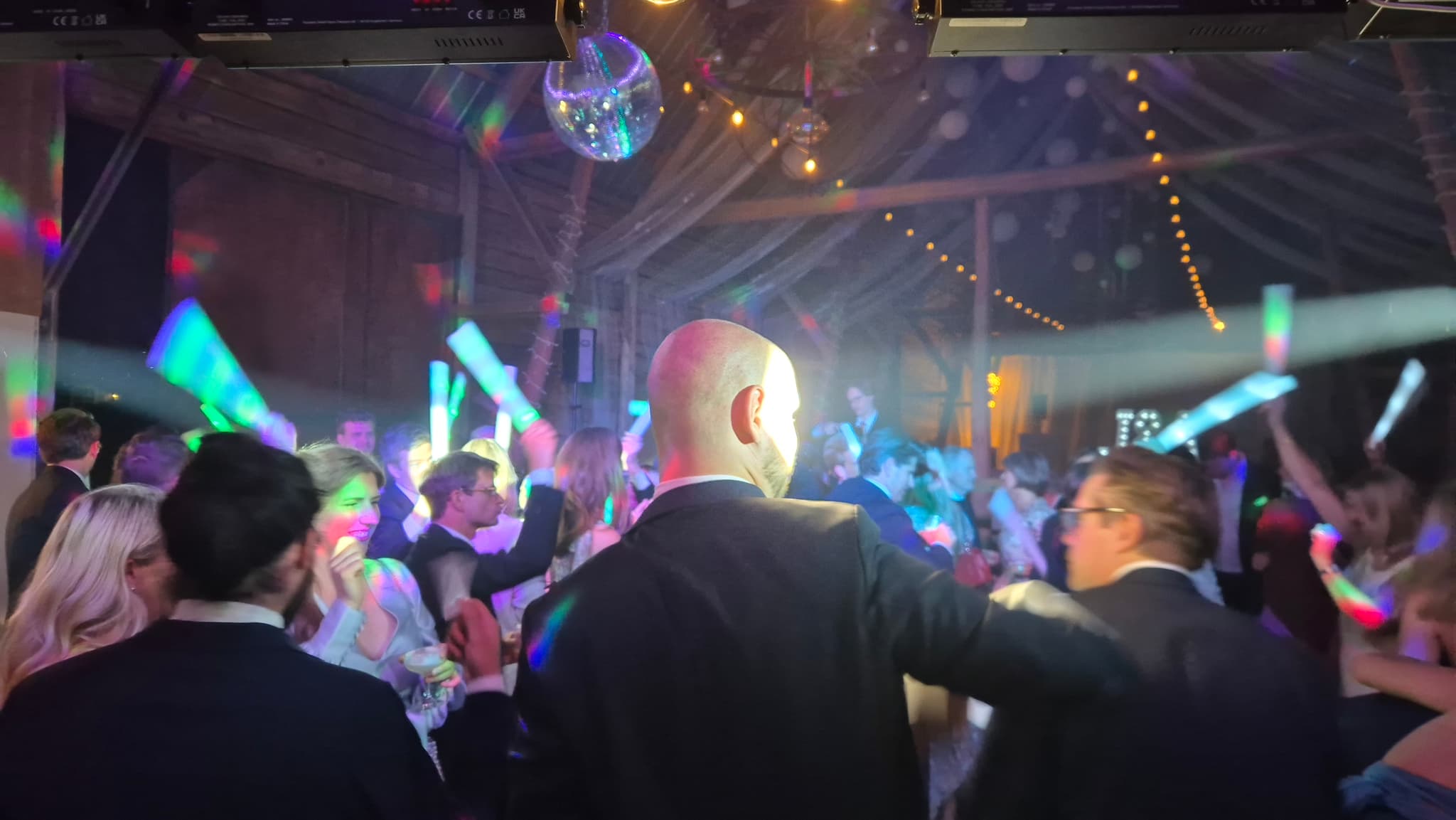 Dancing wedding guests